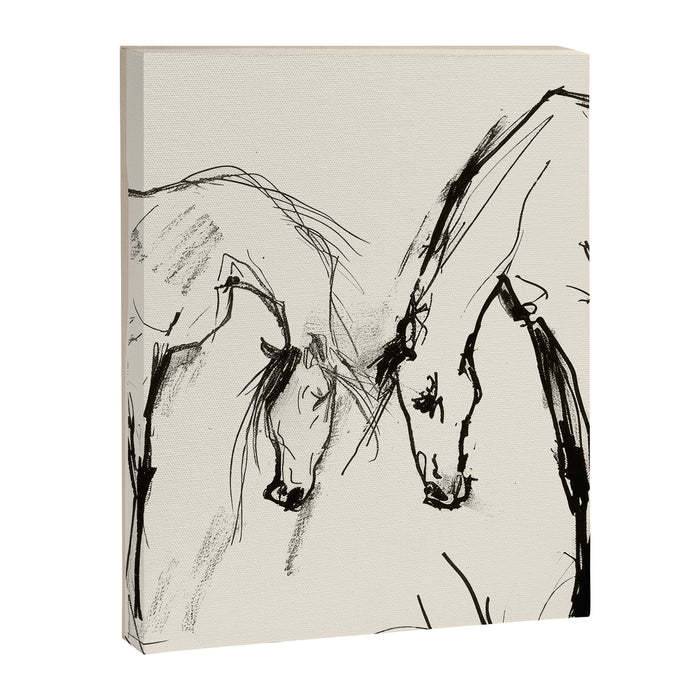 Two Horses - Minimal Line Drawing Canvas Print Gallery Image 1
