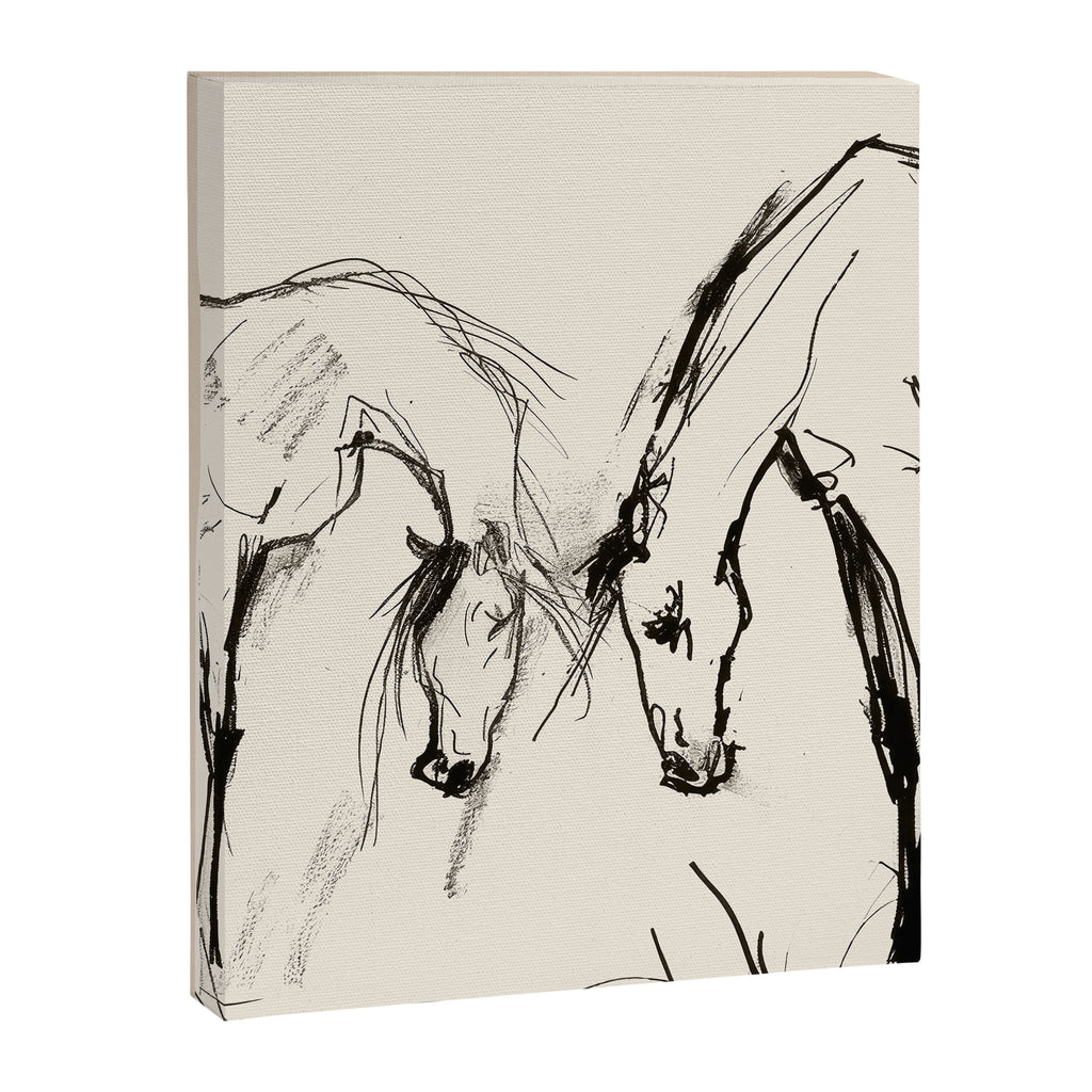 Two Horses - Minimal Line Drawing Canvas Print Gallery Image 6