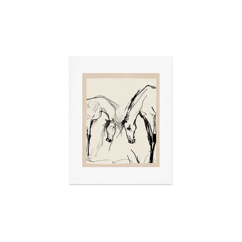 Two Horses - Minimal Line Drawing Art Print Gallery Image 1