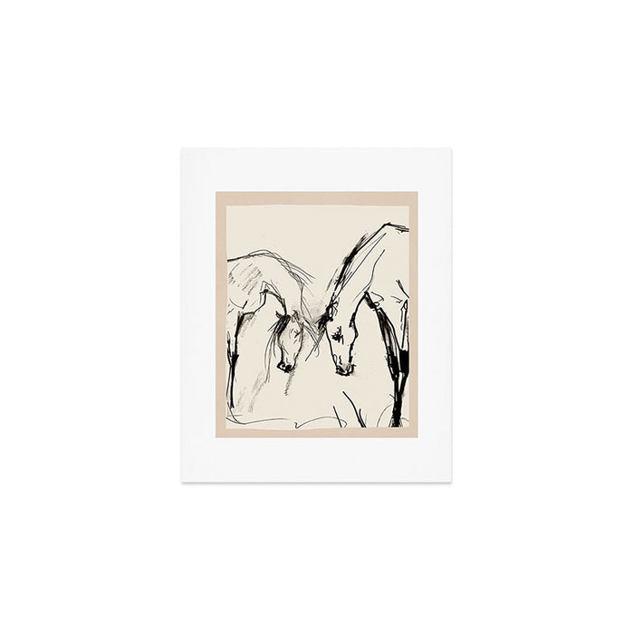 Two Horses - Minimal Line Drawing Art Print Gallery Image 1