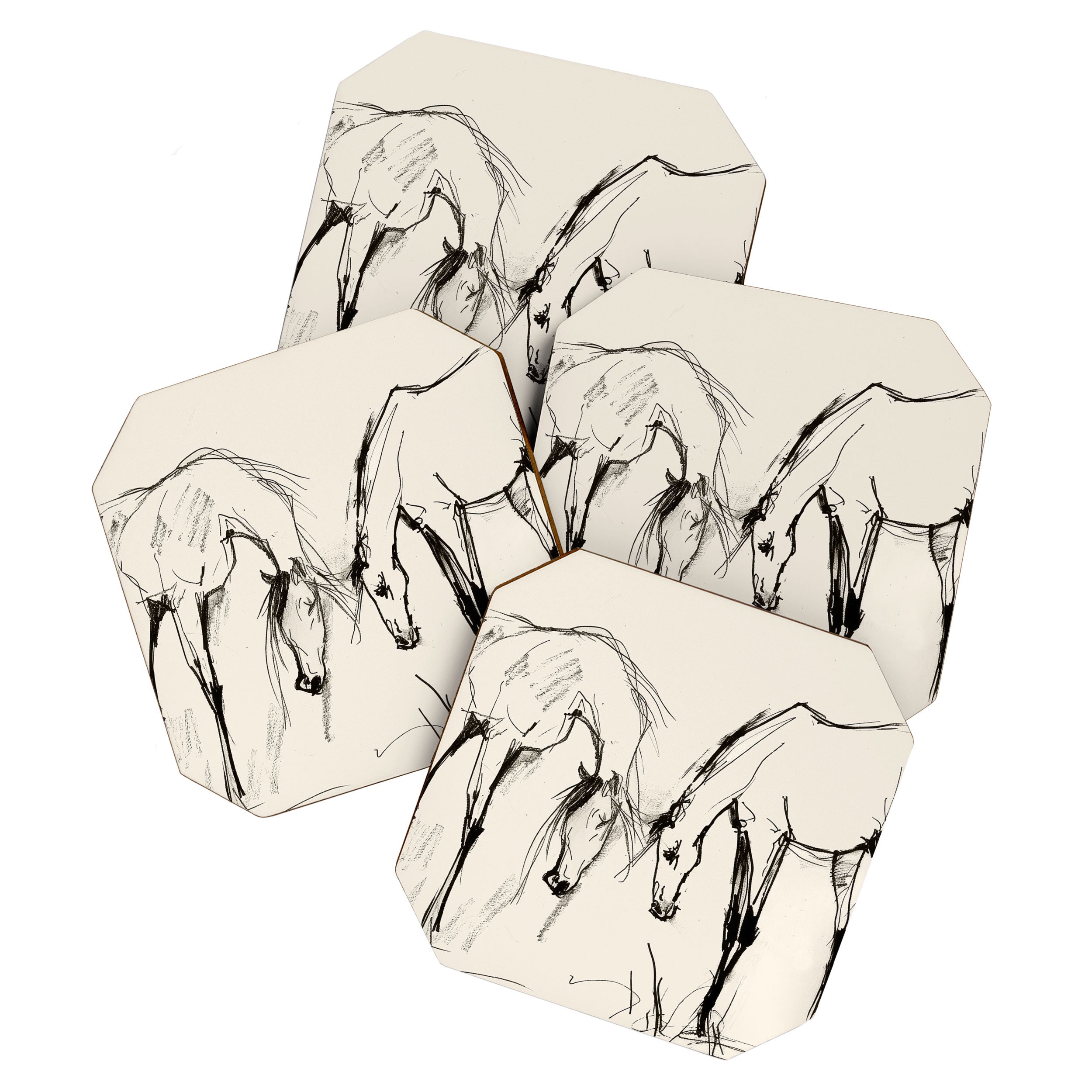 Two Horses - Minimal Line Drawing Coaster Gallery Image 1