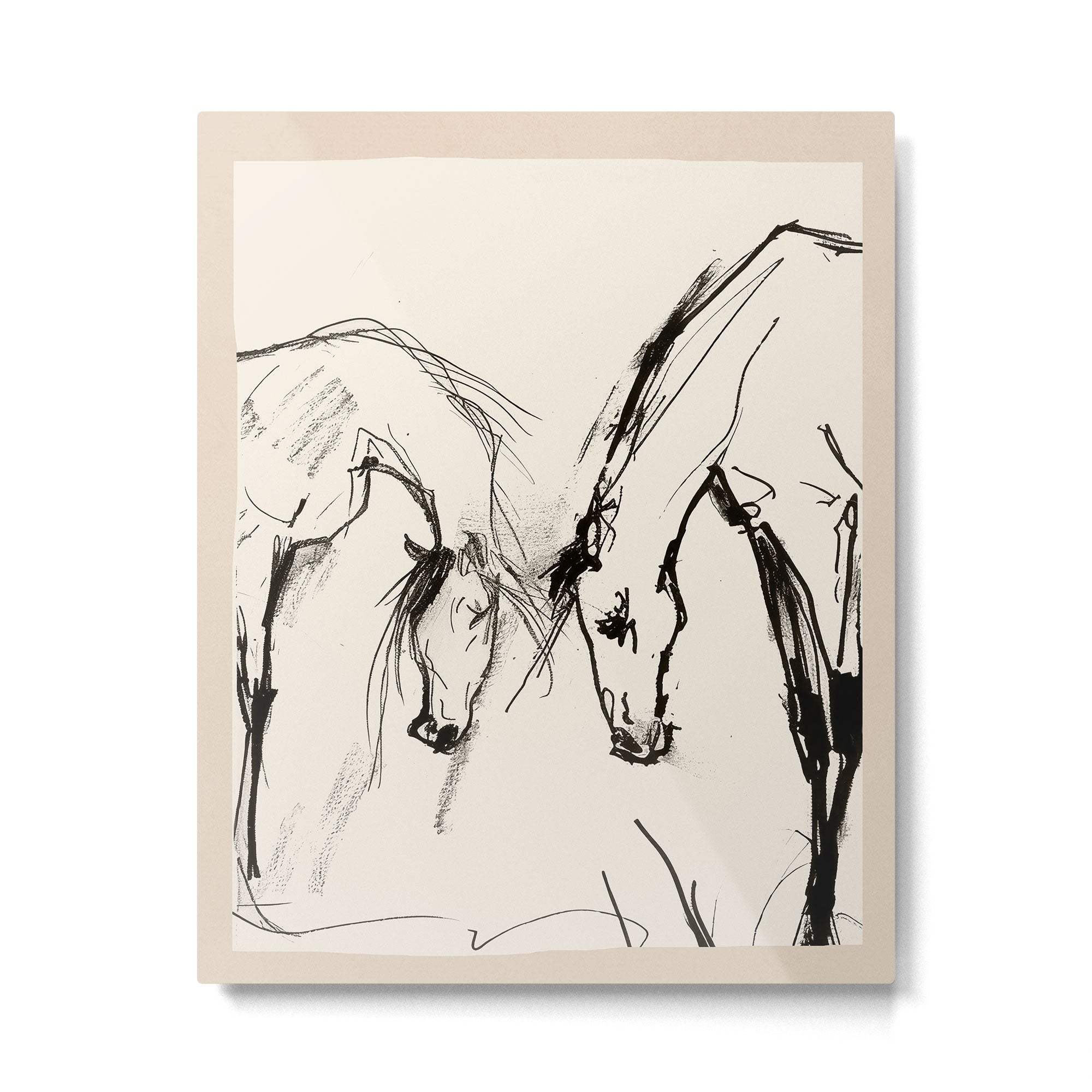 Two Horses - Minimal Line Drawing Metal Print Gallery Image 4