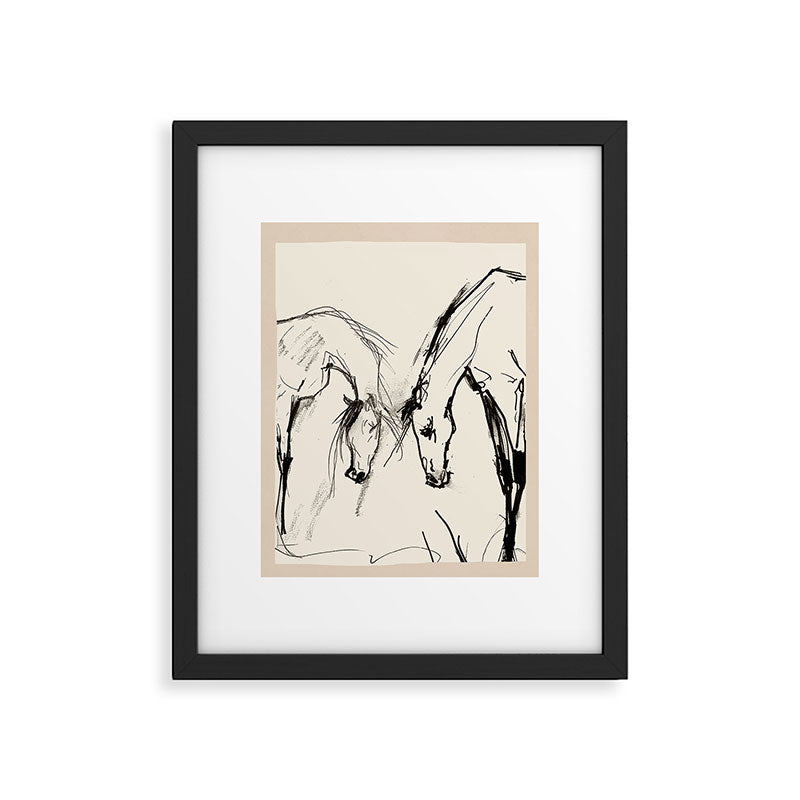 Two Horses - Minimal Line Drawing Framed Art Print Gallery Image 4