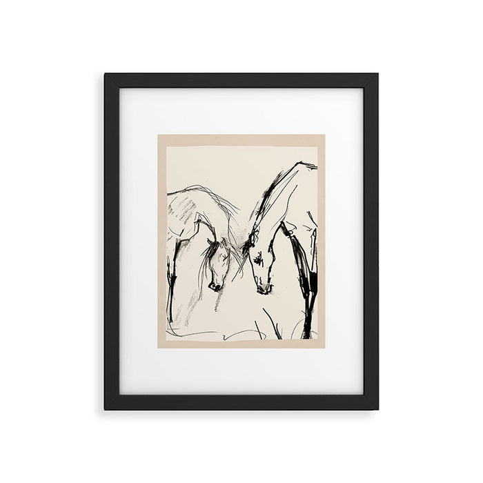 Two Horses - Minimal Line Drawing Framed Art Print Gallery Image 1