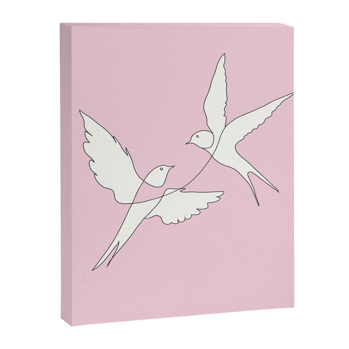Two Swallows Line Art Canvas Print Gallery Image 1