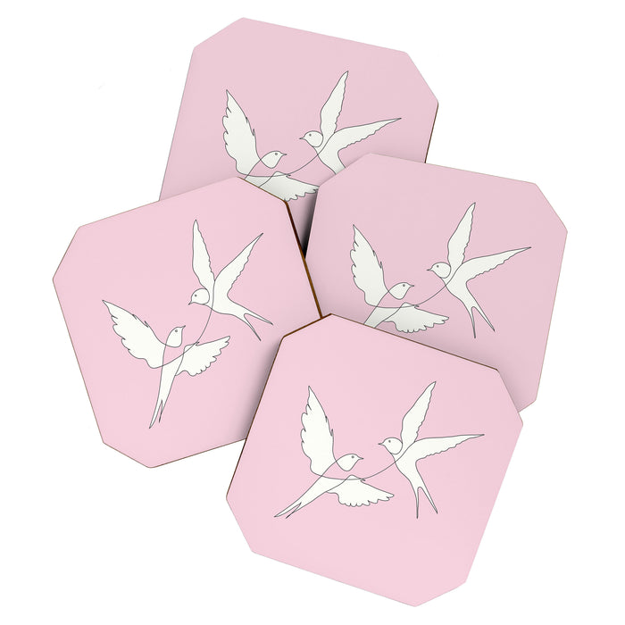 Two Swallows Line Art Coaster Gallery Image 1