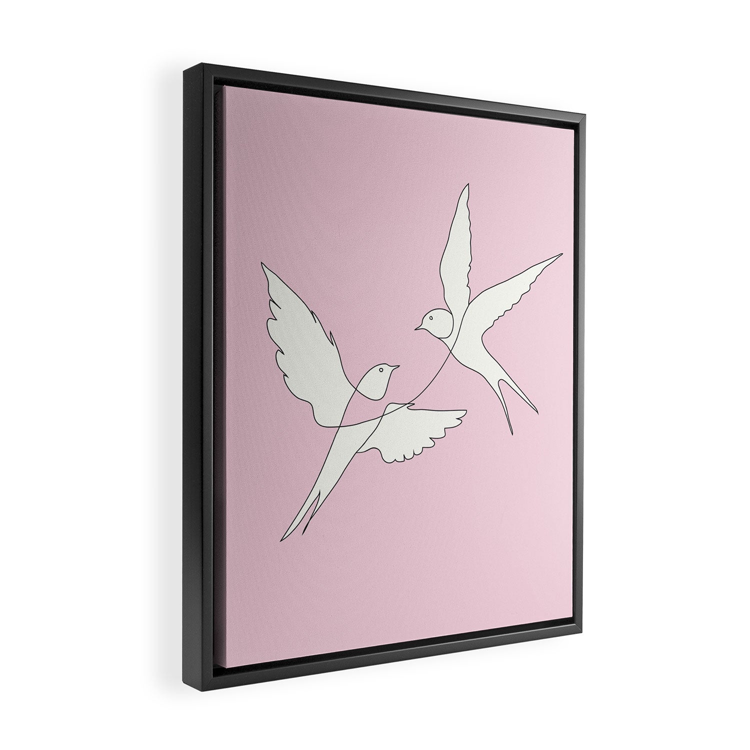 Two Swallows Line Art Framed Canvas Print Gallery Image 2