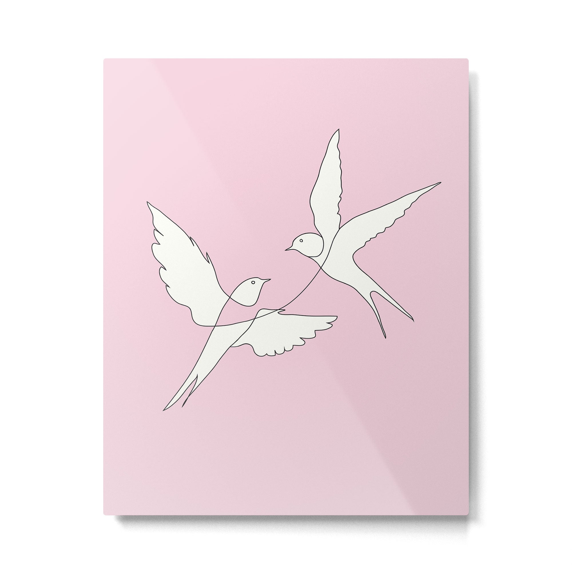Two Swallows Line Art Metal Print Gallery Image 4