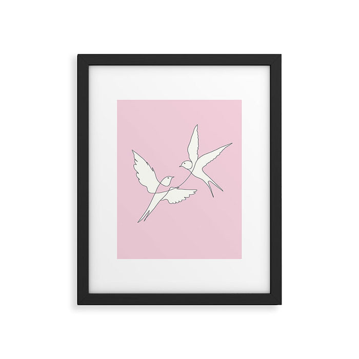 Two Swallows Line Art Framed Art Print Gallery Image 1