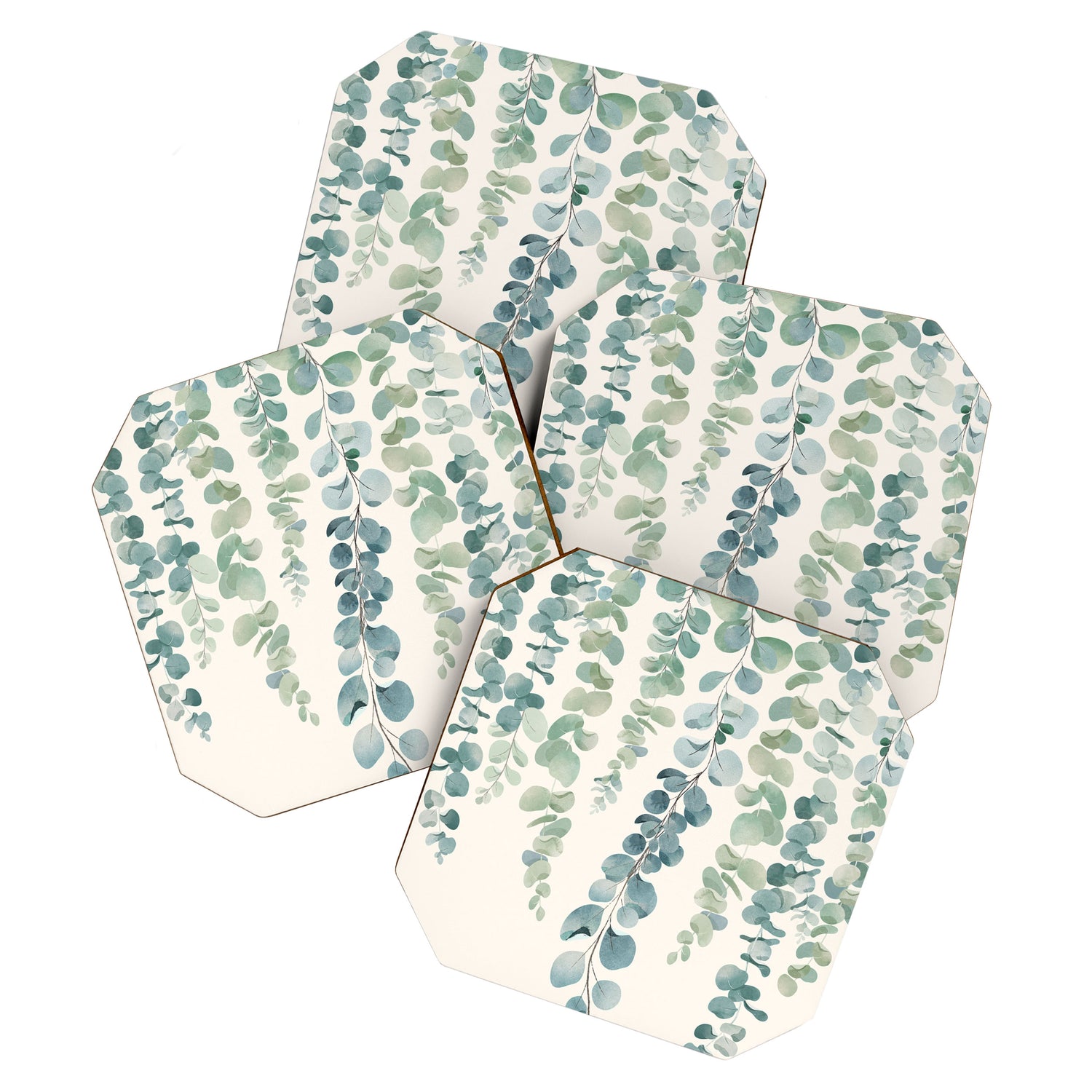 Watercolor Eucalyptus Leaves Coaster Gallery Image 1
