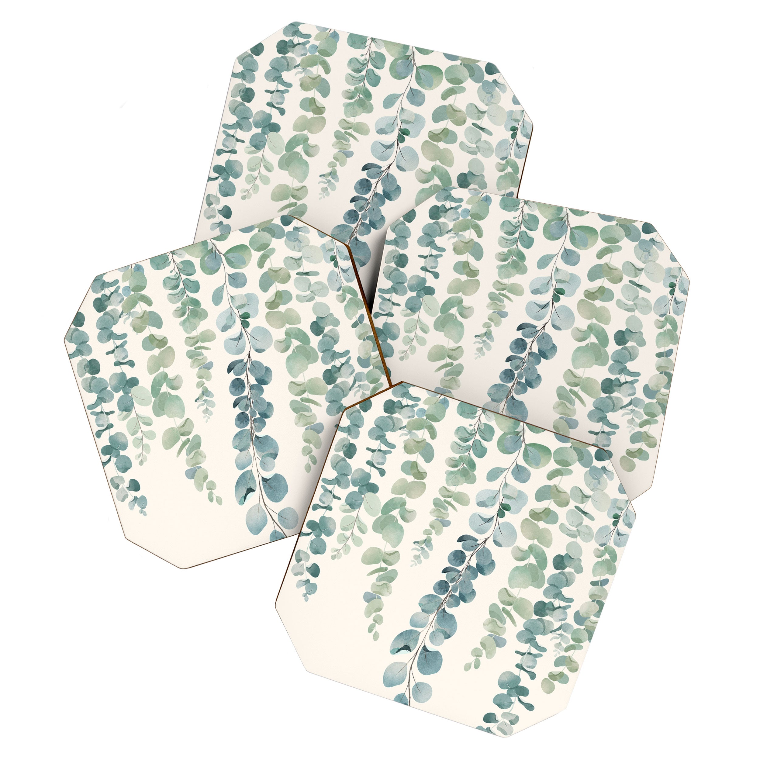 Watercolor Eucalyptus Leaves Coaster Gallery Image 1