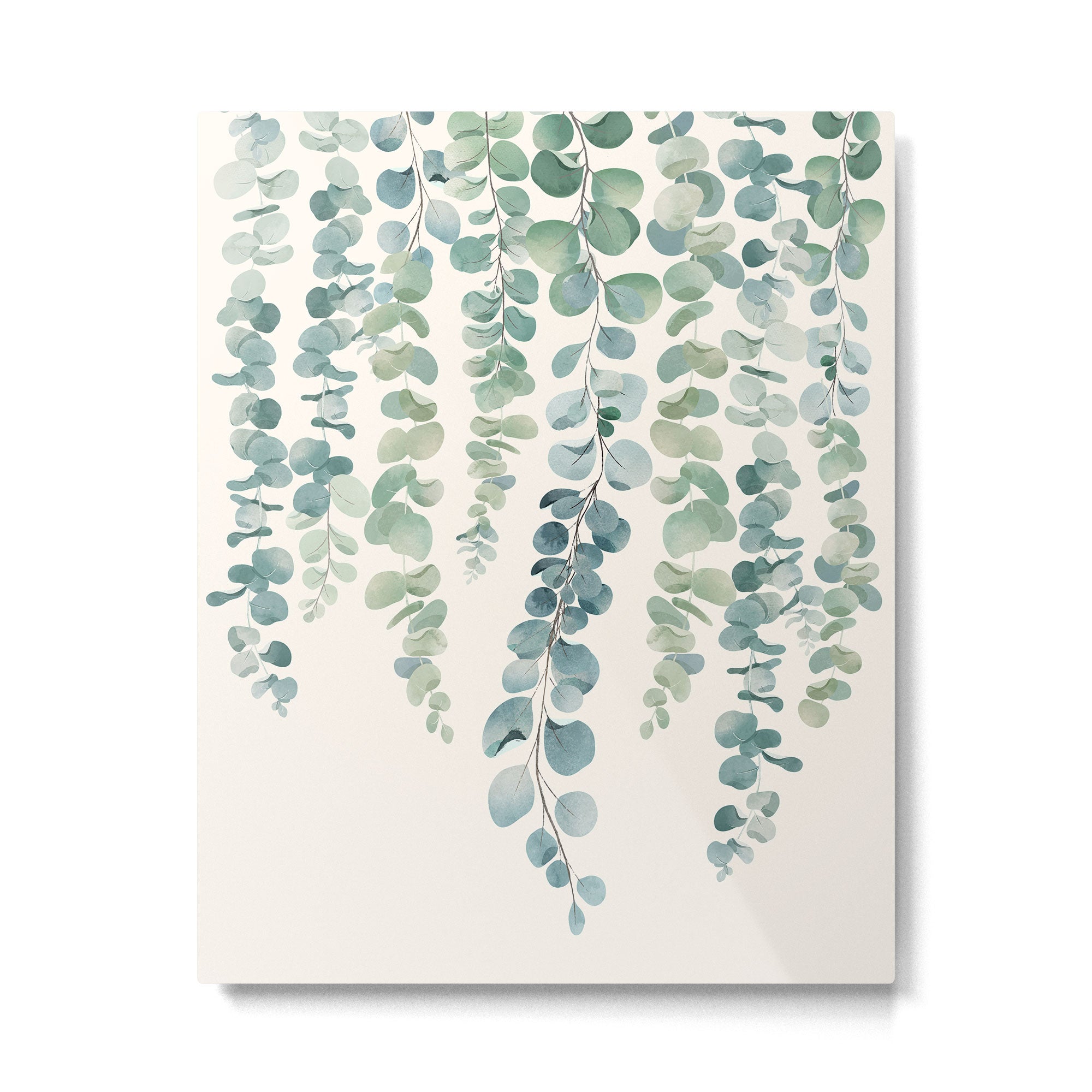 Watercolor Eucalyptus Leaves Metal Print Gallery Image 4