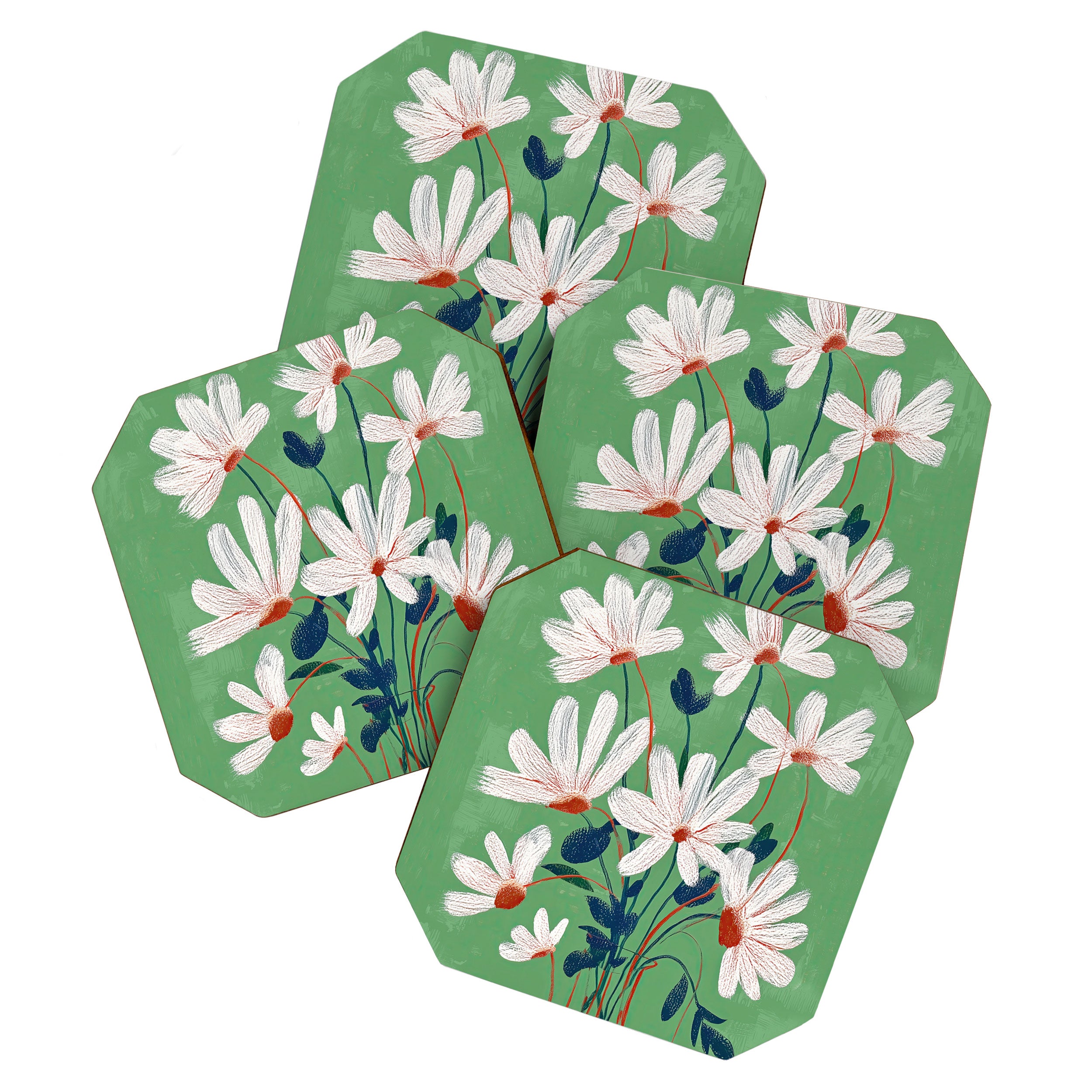 White Flowers Coaster Gallery Image 1
