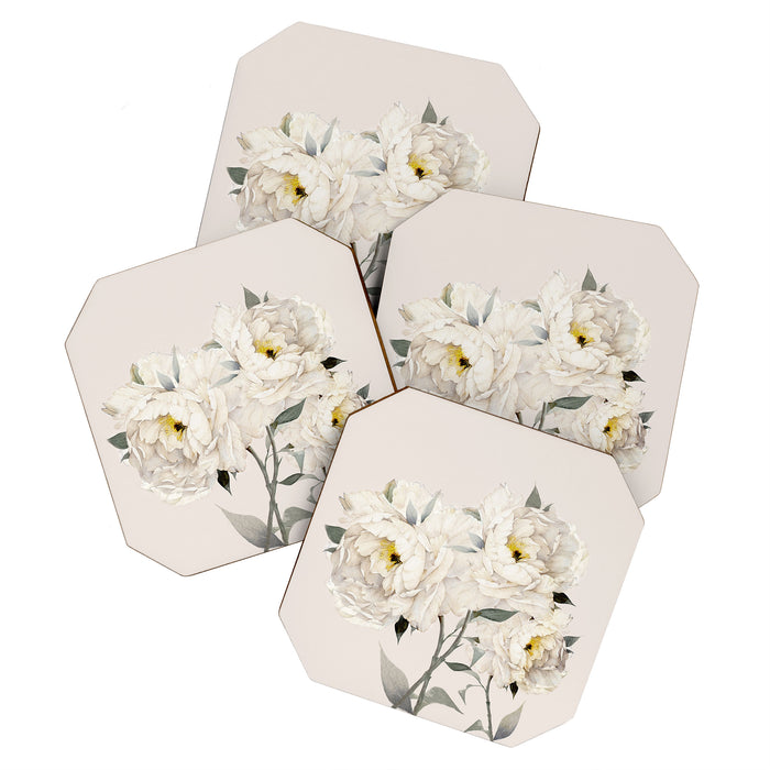 White Peonies Coaster Gallery Image 1