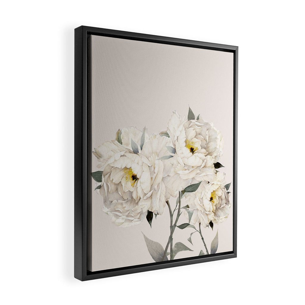 White Peonies Framed Canvas Print Gallery Image 2