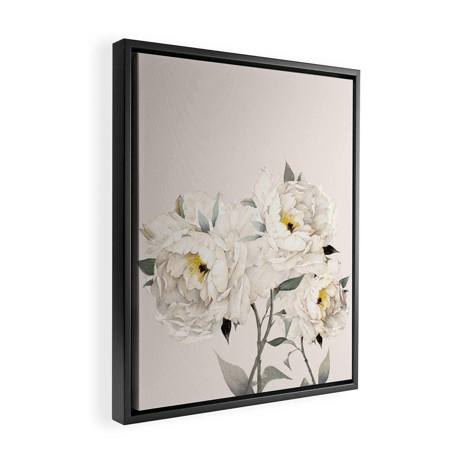 White Peonies Framed Canvas Print Gallery Image 2