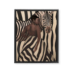 Woman and Zebra in Bold Stripes Framed Canvas Print Gallery Image 6
