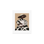 Woman in Stripes Holding a White Rabbit Art Print Gallery Image 1