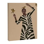 Woman with Birds and Zebra Pattern Dress Canvas Print Gallery Image 6