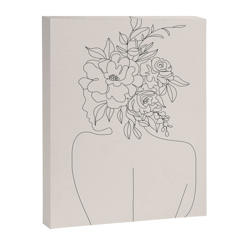 Woman with Flowers Minimal Line I Canvas Print Gallery Image 6
