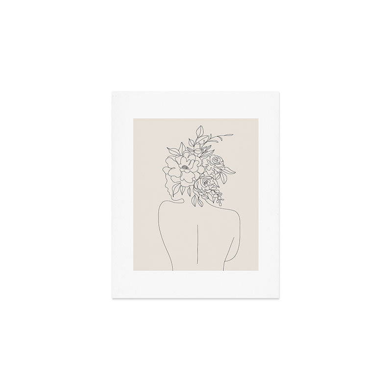 Woman with Flowers Minimal Line I Art Print Gallery Image 1