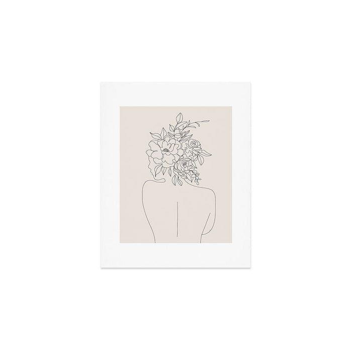 Woman with Flowers Minimal Line I Art Print Gallery Image 1
