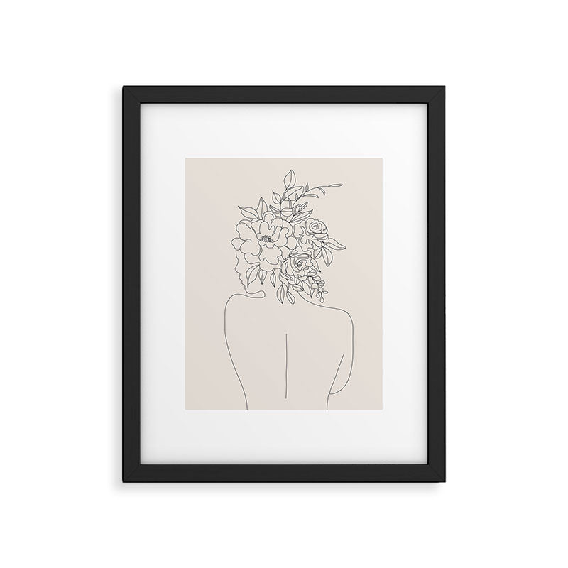 Woman with Flowers Minimal Line I Framed Art Print Gallery Image 5