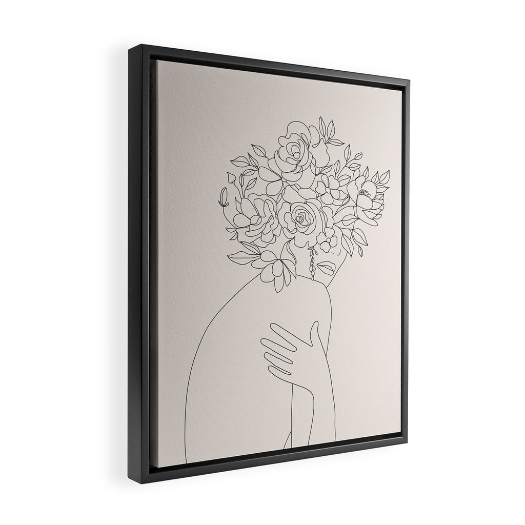 Woman with Flowers Minimal Line III Framed Canvas Print Gallery Image 2