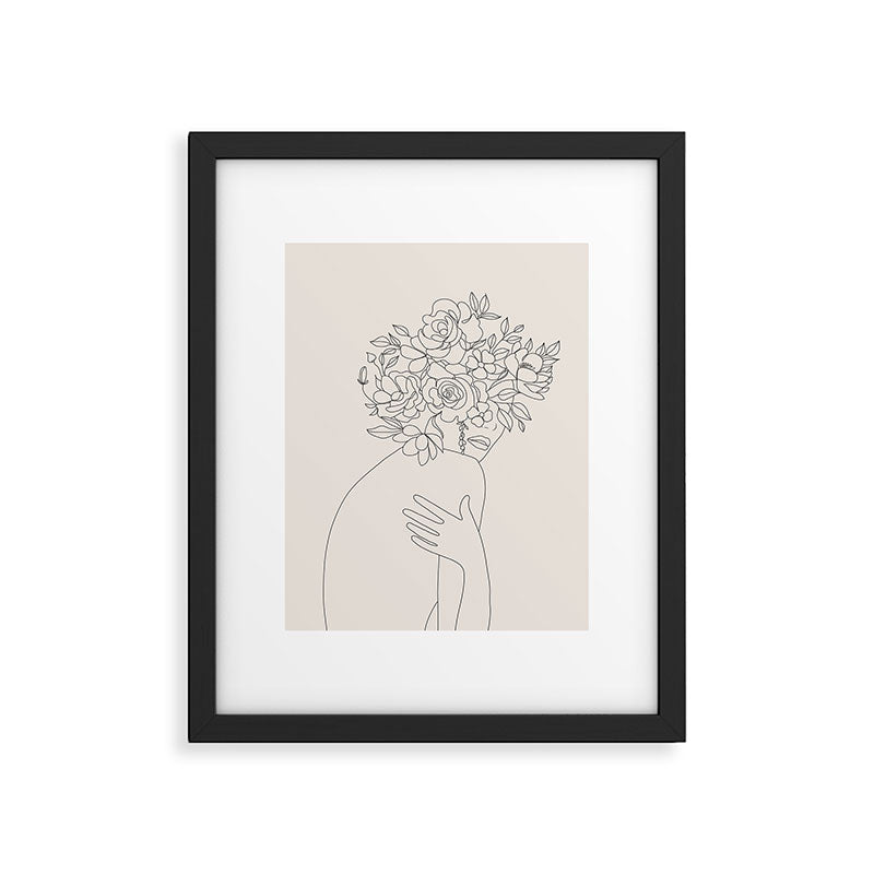 Woman with Flowers Minimal Line III Framed Art Print Gallery Image 5