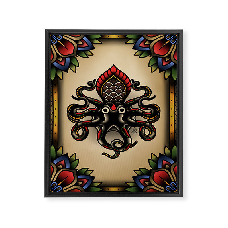 Traditional Tattoo Octopus  Framed Canvas Print Gallery Image 8