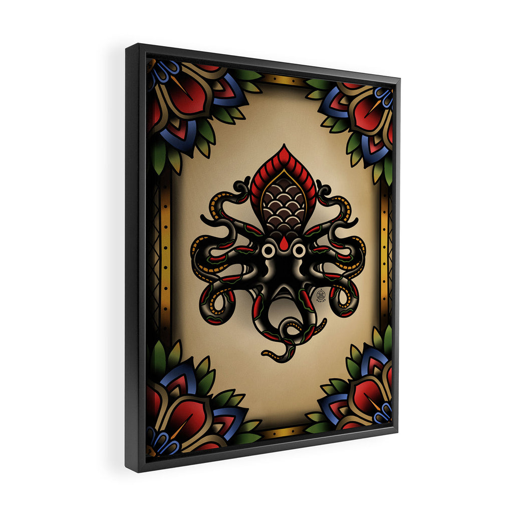 Traditional Tattoo Octopus  Framed Canvas Print Gallery Image 2