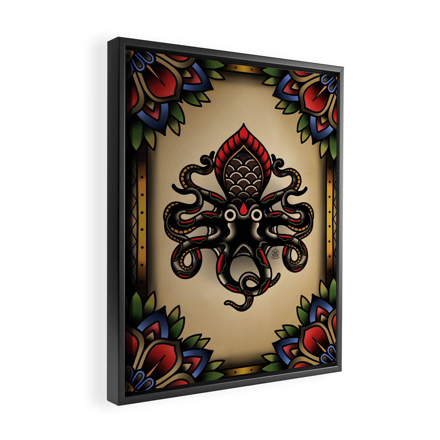 Traditional Tattoo Octopus  Framed Canvas Print Gallery Image 2