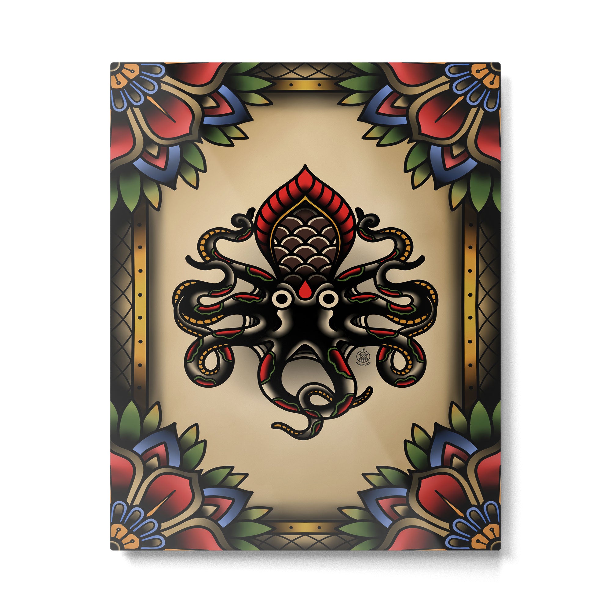 Traditional Tattoo Octopus  Metal Print Gallery Image 6