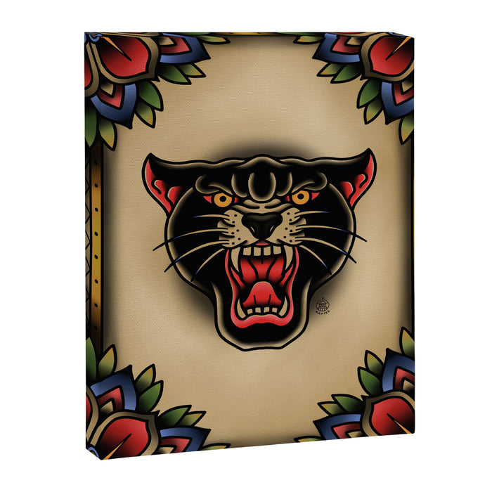 Traditional Tattoo Panther  Canvas Print Gallery Image 1