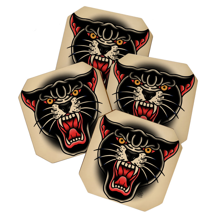 Traditional Tattoo Panther  Coaster Gallery Image 1