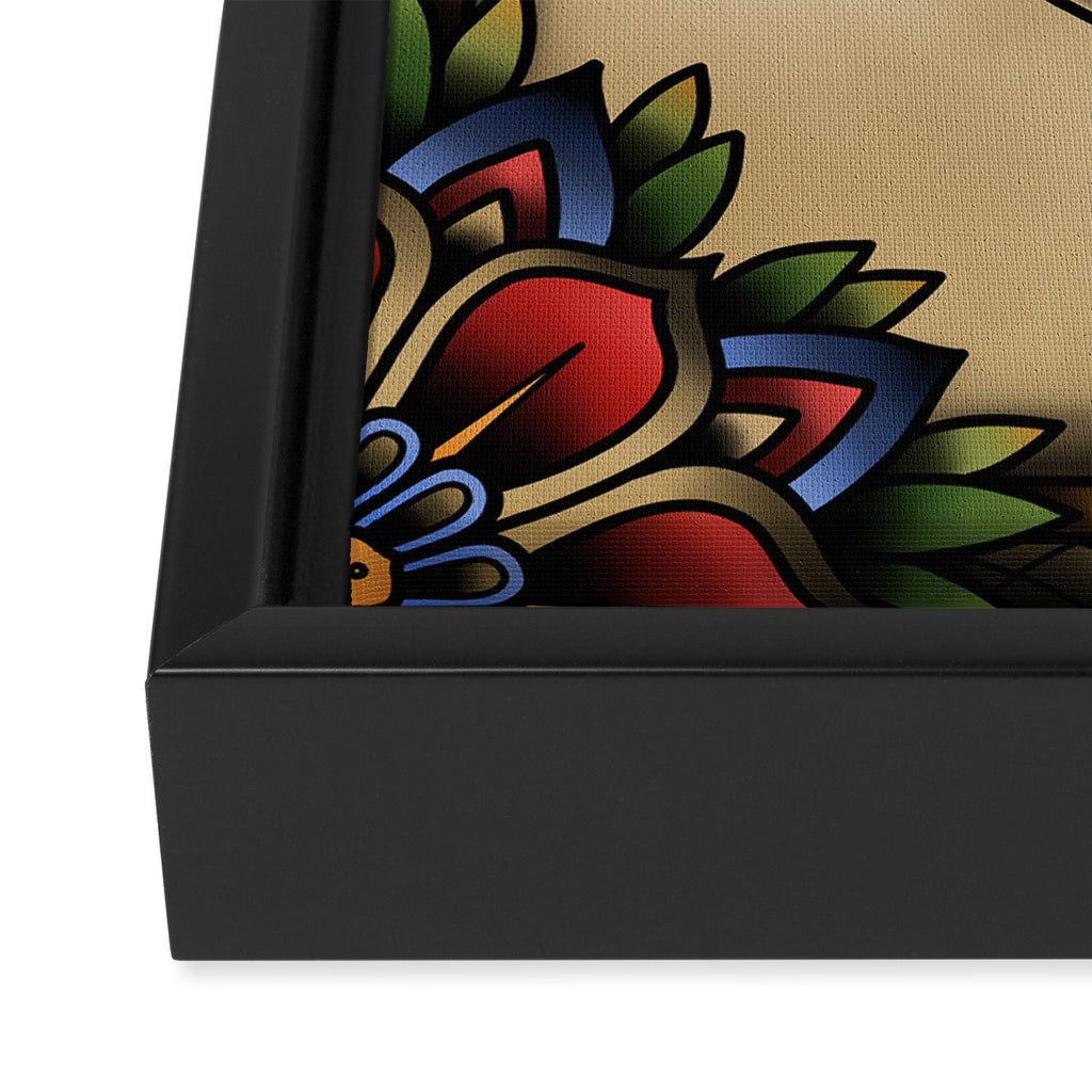 Traditional Tattoo Panther  Framed Canvas Print Gallery Image 3
