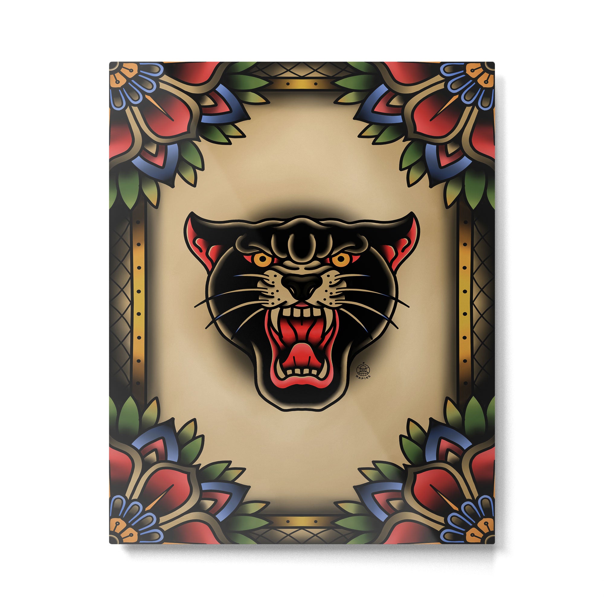 Traditional Tattoo Panther  Metal Print Gallery Image 6