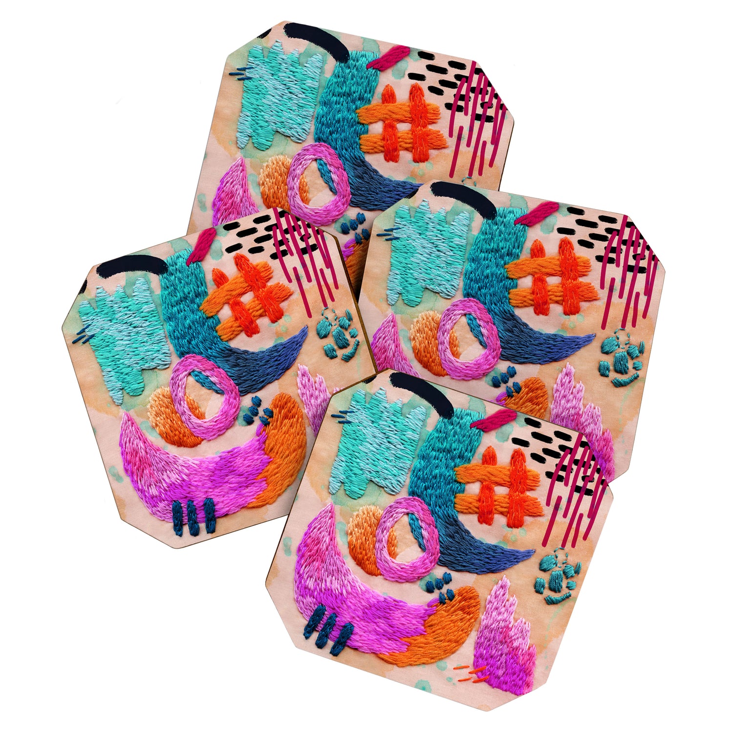 abstract embroidery Coaster Gallery Image 1