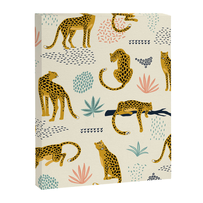 Abstract jaguar leopard memphis cute pattern Canvas Print Gallery Image 1