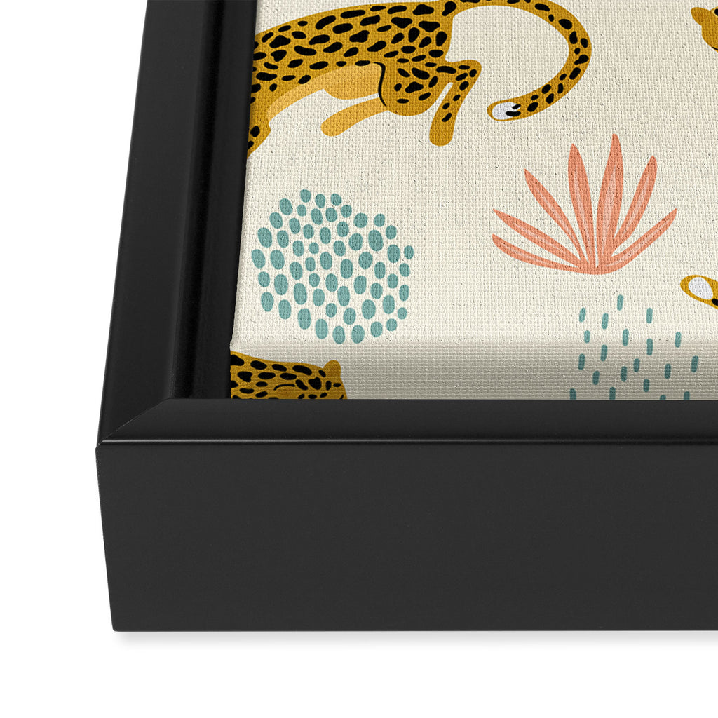 Abstract jaguar leopard memphis cute pattern Framed Canvas Print Gallery Image 3