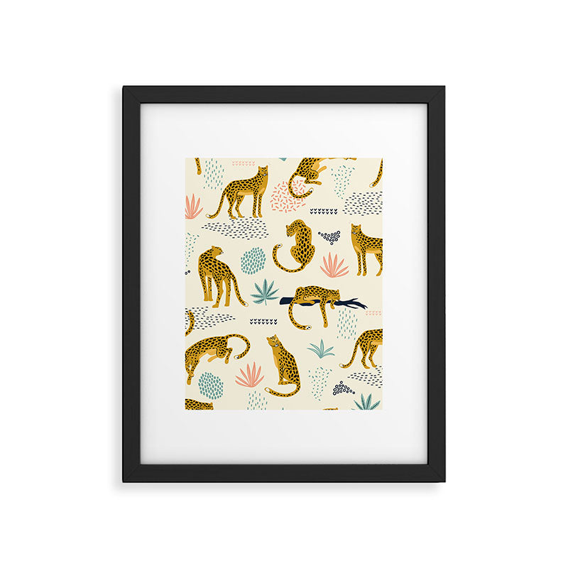 Abstract jaguar leopard memphis cute pattern Framed Art Print Gallery Image 6