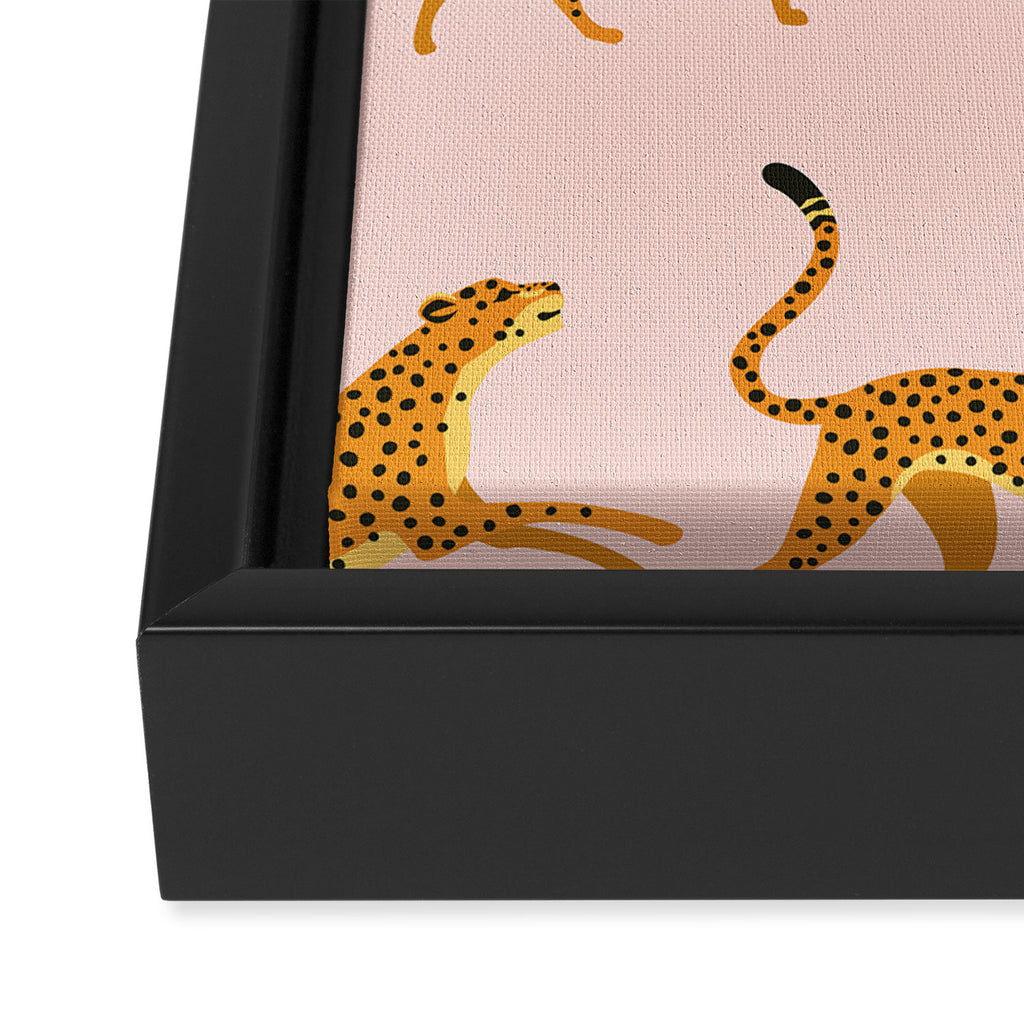 Leopard jaguar pink memphis pattern Framed Canvas Print Gallery Image 3