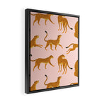 Leopard jaguar pink memphis pattern Framed Canvas Print Gallery Image 2