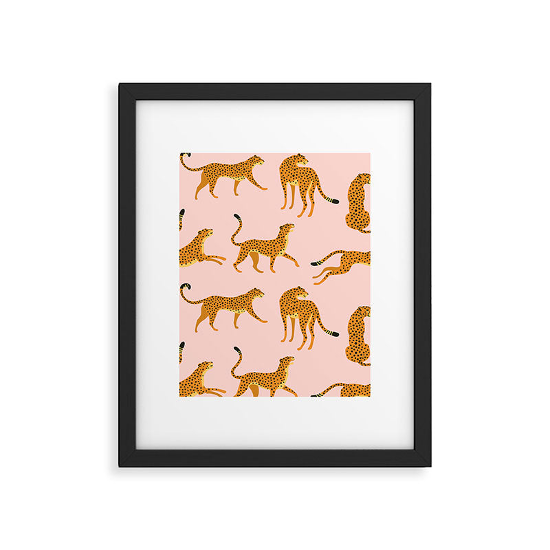 Leopard jaguar pink memphis pattern Framed Art Print Gallery Image 6