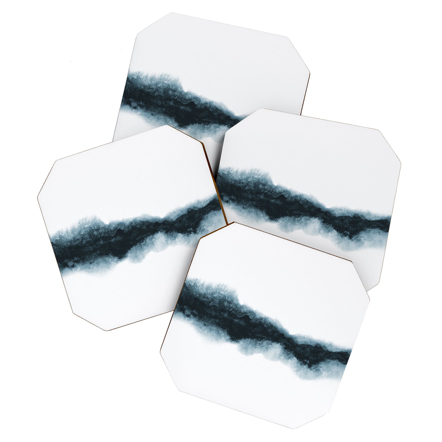 Abstract Watercolor Teal Turquoise Painting Coaster Gallery Image 1