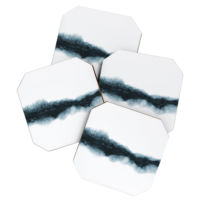 Abstract Watercolor Teal Turquoise Painting Coaster Gallery Image 1