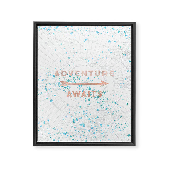 Adventure Awaits Rose Gold Framed Canvas Print Gallery Image 1