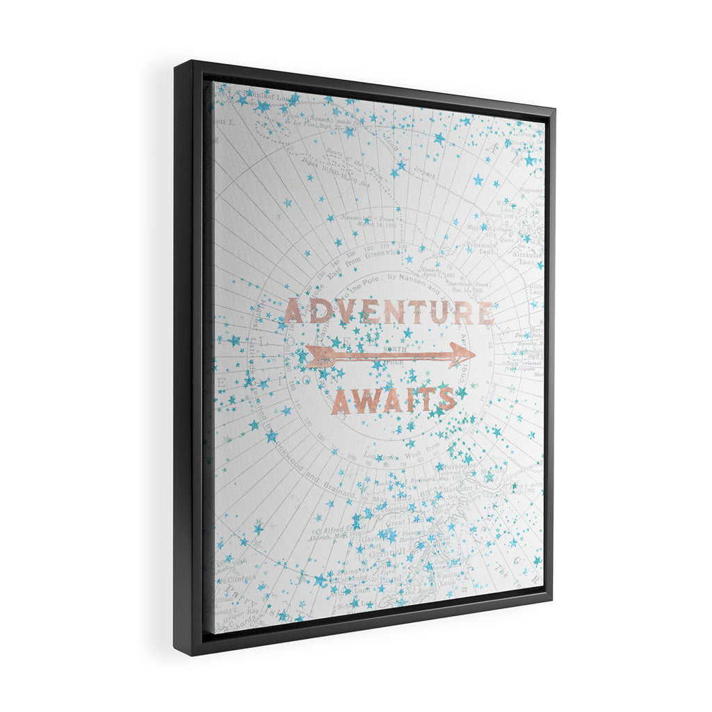 Adventure Awaits Rose Gold Framed Canvas Print Gallery Image 2