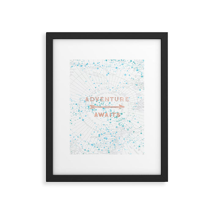 Adventure Awaits Rose Gold Framed Art Print Gallery Image 1
