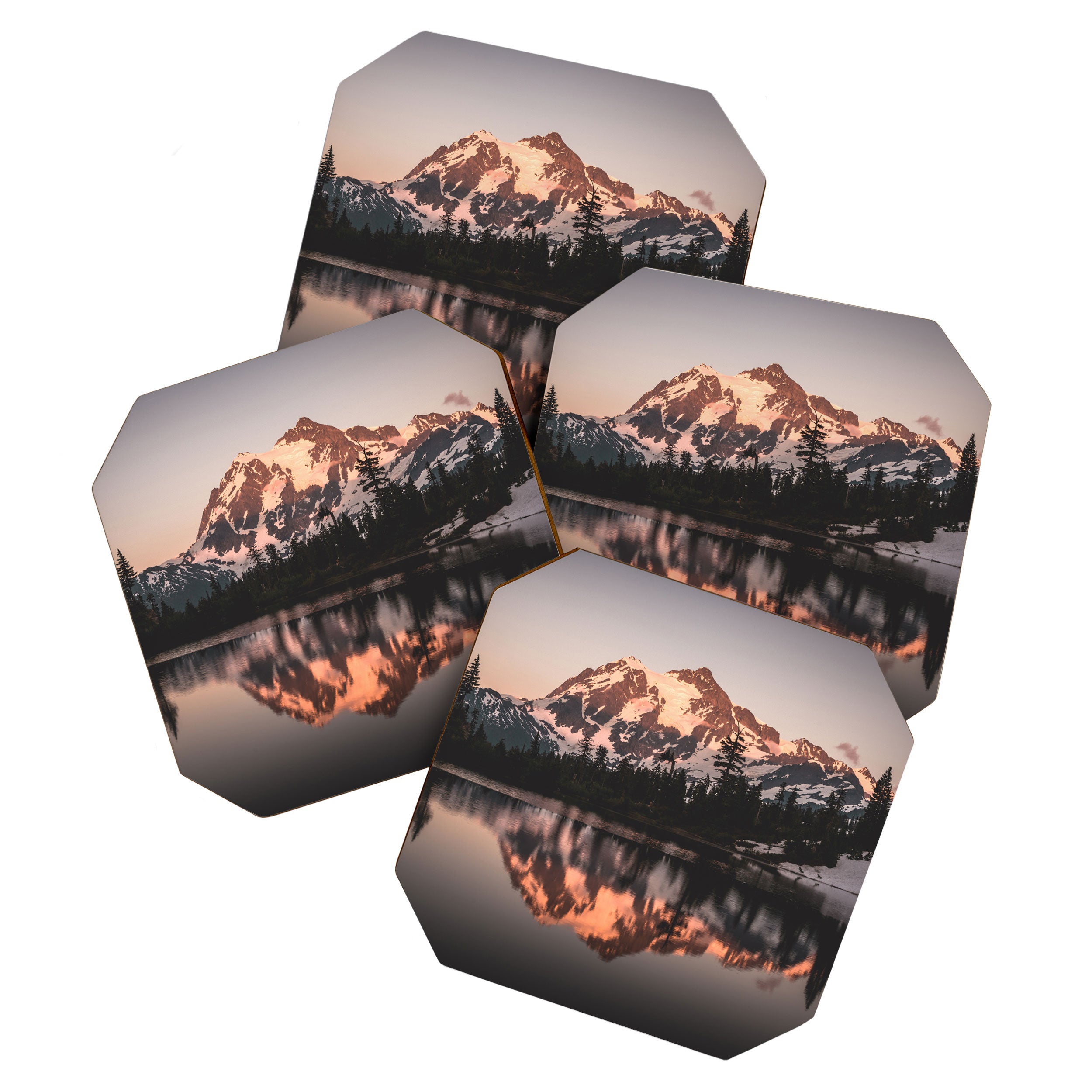 Alpenglow - Mountain Reflection - Nature Photography Coaster Gallery Image 1